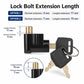 Black lock body with gold bolt extension piece and key ring with two keys