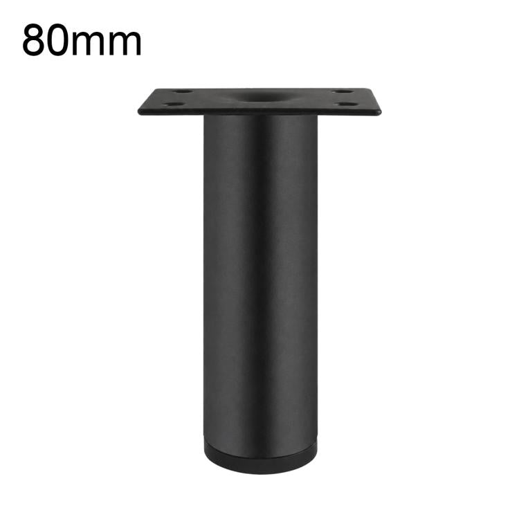Black furniture support leg, 80mm height, square mounting plate