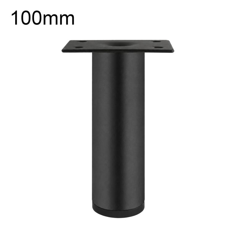 Black furniture support leg, 100mm height, square mounting plate