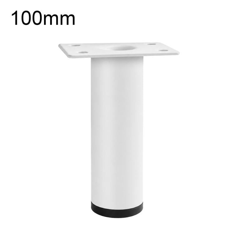 White furniture support leg, 100mm height, square mounting plate