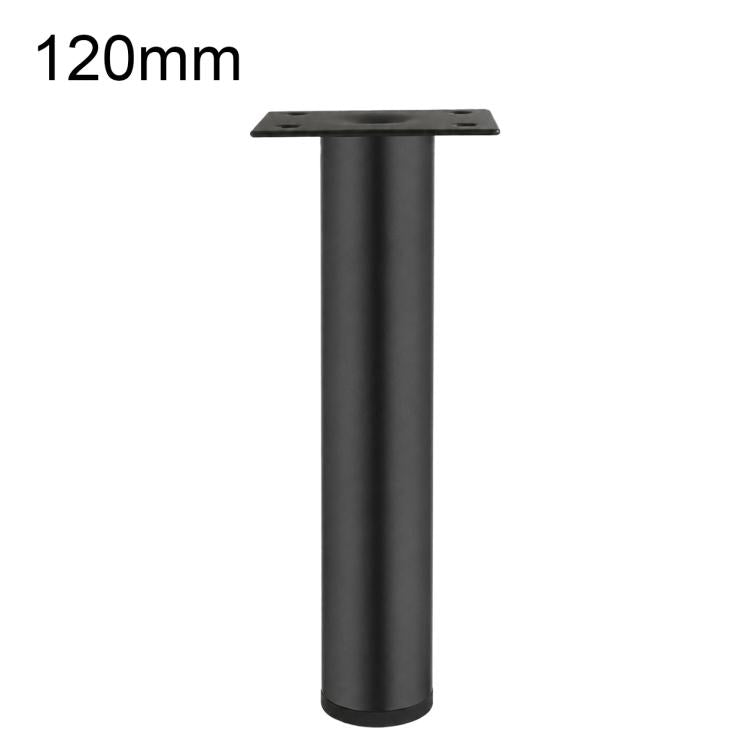 Black furniture support leg, 120mm height, square mounting plate