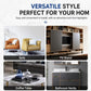 Furniture support legs shown under sofa, TV stand, coffee table, and vanity