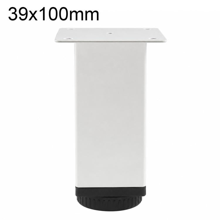 White square height-adjustable furniture support leg, 39x100mm