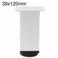 White square height-adjustable furniture support leg, 39x120mm