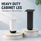 Pair of height-adjustable square furniture support legs in black and white