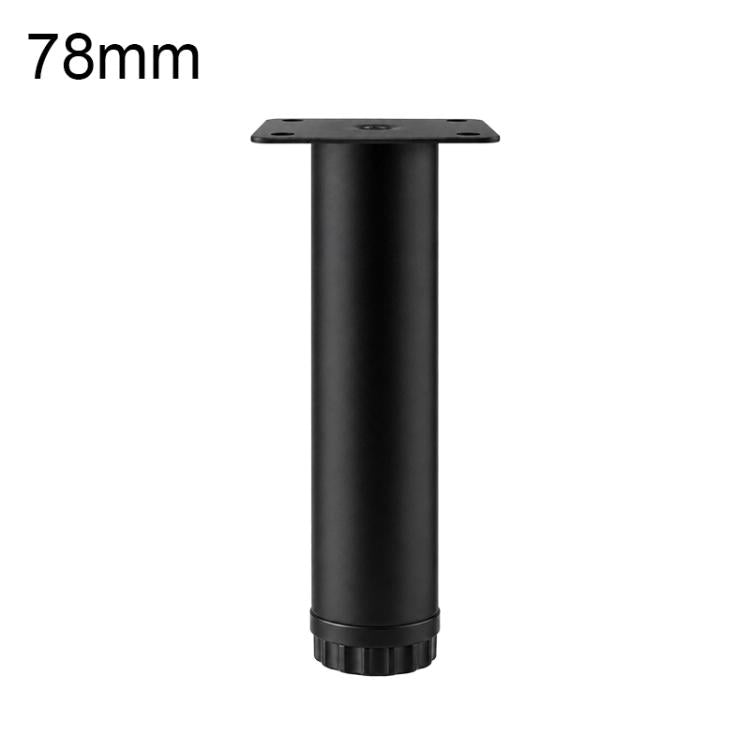 Adjustable furniture support leg 78mm black metal with top mounting plate