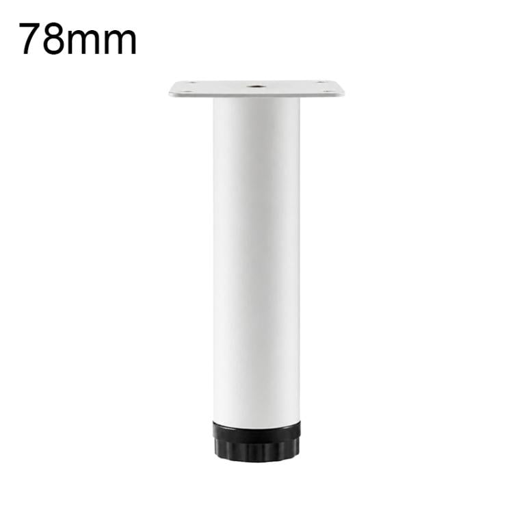 Adjustable furniture support leg 78mm white metal with top mounting plate