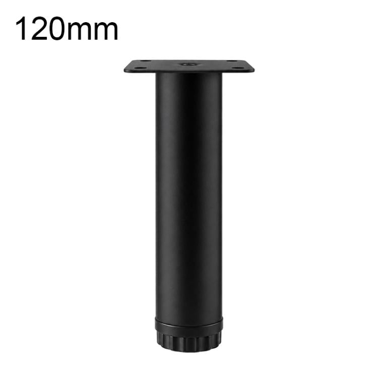 Adjustable furniture support leg 120mm black metal with top mounting plate