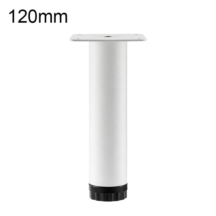 Adjustable furniture support leg 120mm white metal with top mounting plate