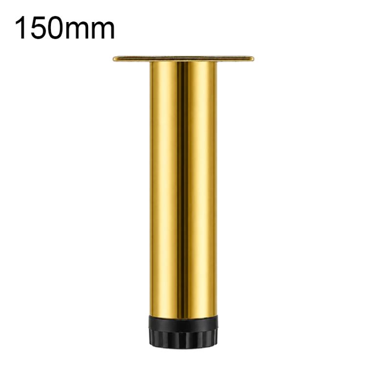 Gold height-adjustable furniture support leg, 150mm, with mounting plate and black foot