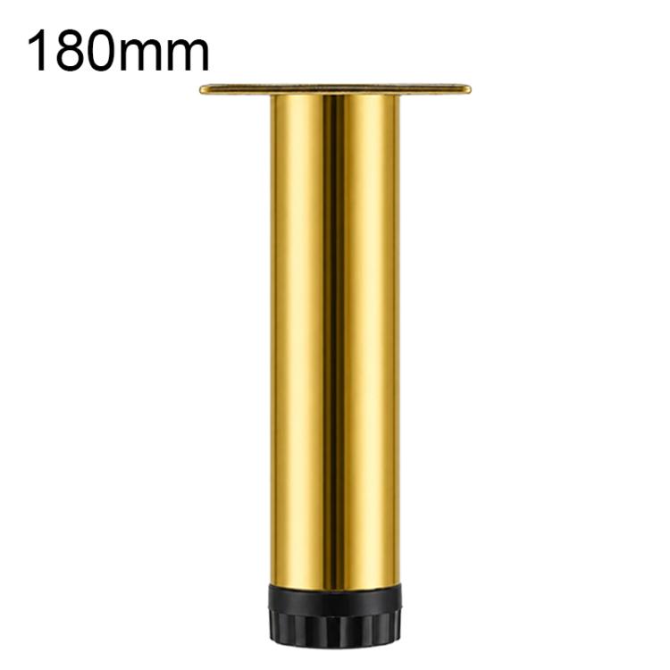 Gold height-adjustable furniture support leg, 180mm, with mounting plate and ridged base