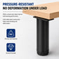 Black height-adjustable furniture support leg with mounting plate and ridged base