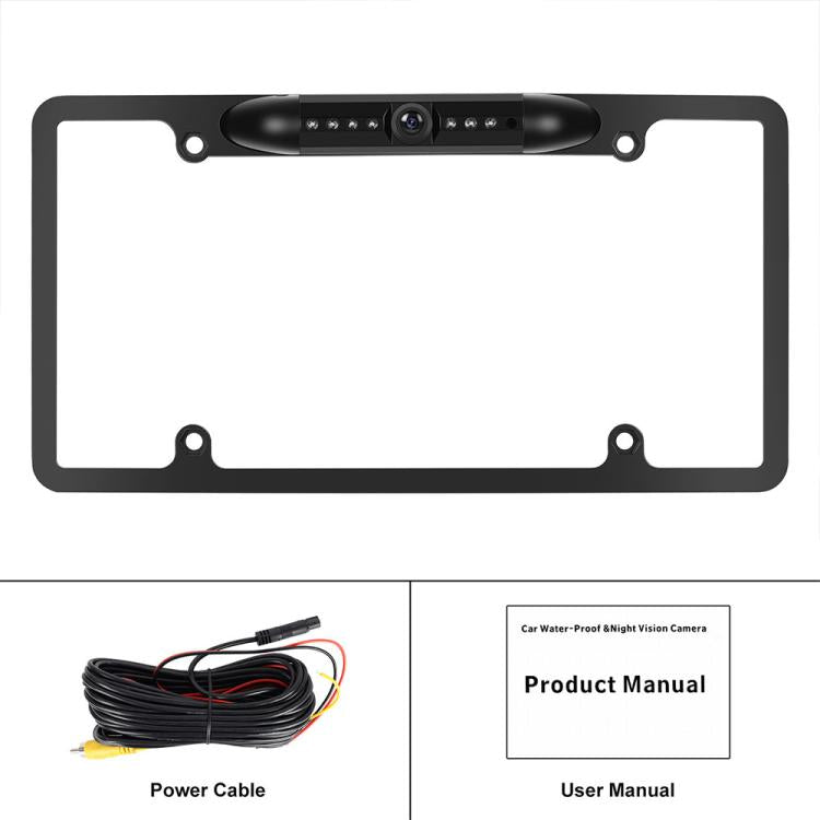 Car Waterproof HD Infrared Night Vision Backup Camera US Standard License Plate Frame