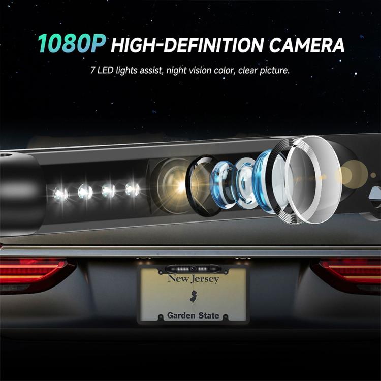 Car Waterproof HD Infrared Night Vision Backup Camera US Standard License Plate Frame