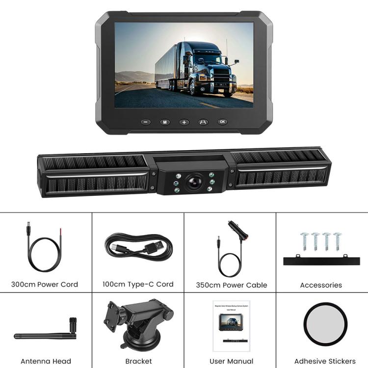 5 inch Trucks Solar Powered Wireless Digital HD Backup Camera System