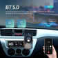 Single-DIN car MP3 player showing phone Bluetooth connection and hands-free call icons