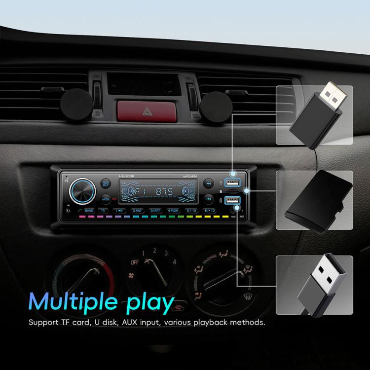 Universal single-DIN car Bluetooth MP3 player with FM radio and USB ports