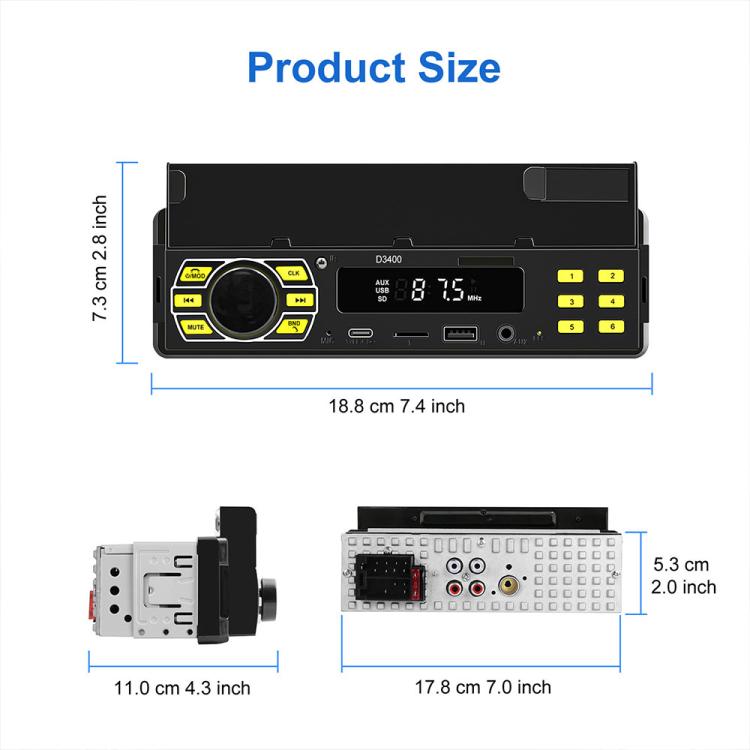 Universal Single-DIN Car Bluetooth MP3 Player FM Radio with Phone Holder
