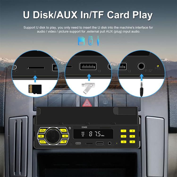 Universal Single-DIN Car Bluetooth MP3 Player FM Radio with Phone Holder
