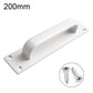 White aluminum door pull handle with wide grip and two mounting screw holes.