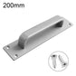 Gray aluminum door pull handle with wide grip and mounting screw holes on plate.