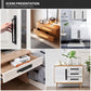 Black cabinet pull handle for doors and drawers, shown with mounting screws