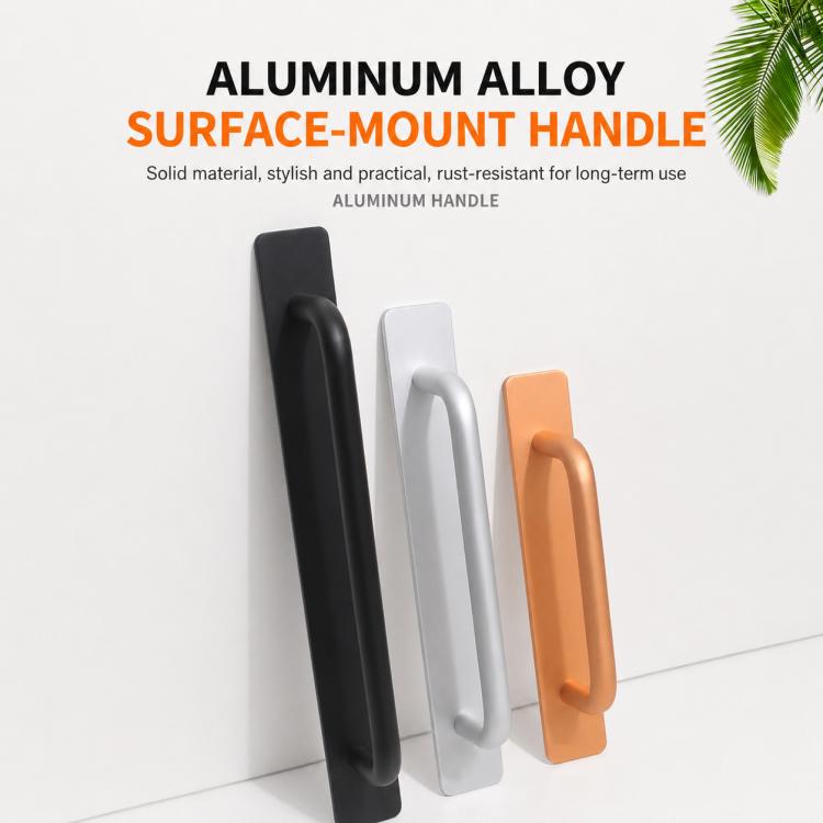 Aluminum alloy surface-mount pull handles in black, silver, and bronze (3-pack)