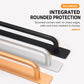 Black 200mm pull handle with rounded corners for safer bump-resistant grip