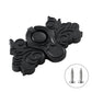 Butterfly-shaped metal pull handle in black finish, with mounting screws