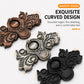 Assorted butterfly-shaped metal pull handles in bronze and black finishes, with screws