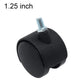 1.25 inch black swivel caster with threaded stem, single wheel and bolt