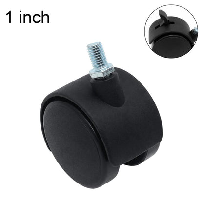 Black swivel caster wheel with threaded stem, 1 inch