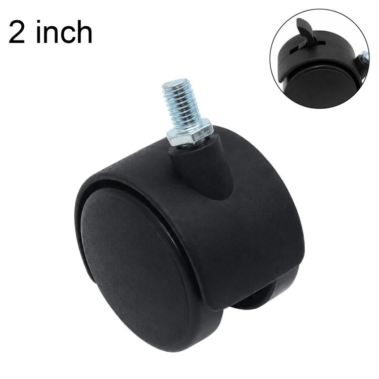 Black swivel caster wheel with threaded stem, 2 inch