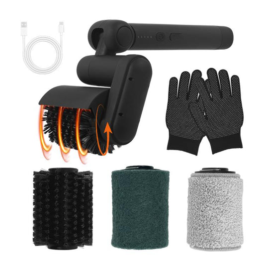 Electric BBQ Rack Cleaning Brush with 3 Replaceable Brush Heads & Gloves
