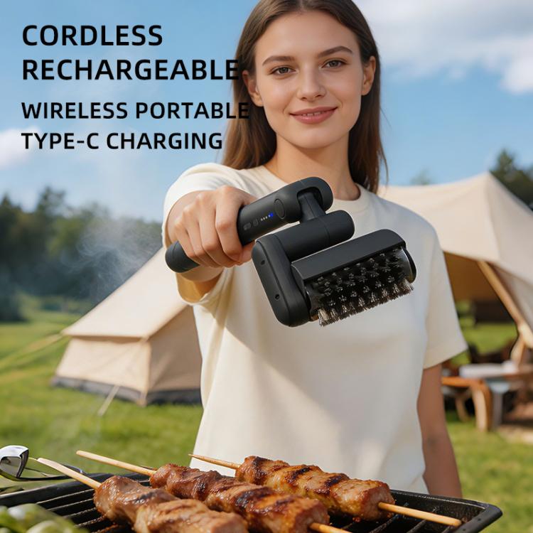 Electric BBQ Rack Cleaning Brush with 3 Replaceable Brush Heads & Gloves