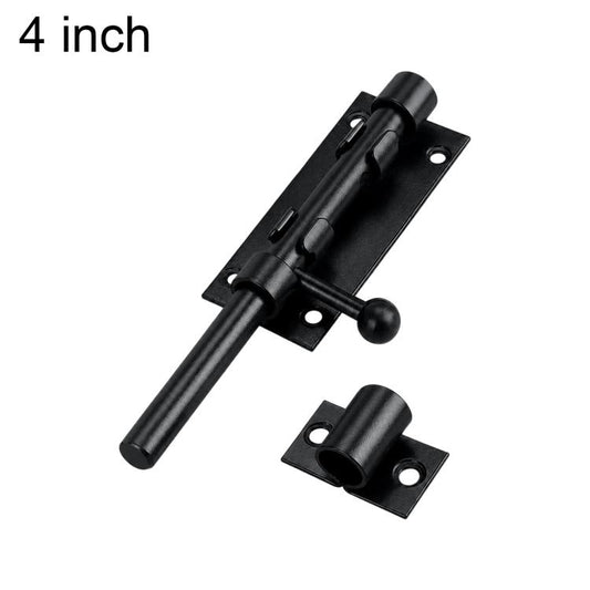 Black stainless steel slide bolt latch door lock, 4-inch handle and mounting plate