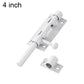 White stainless steel slide bolt latch door lock, 4-inch handle and mounting plate