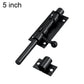 Black stainless steel slide bolt latch door lock, 5-inch handle and mounting plate