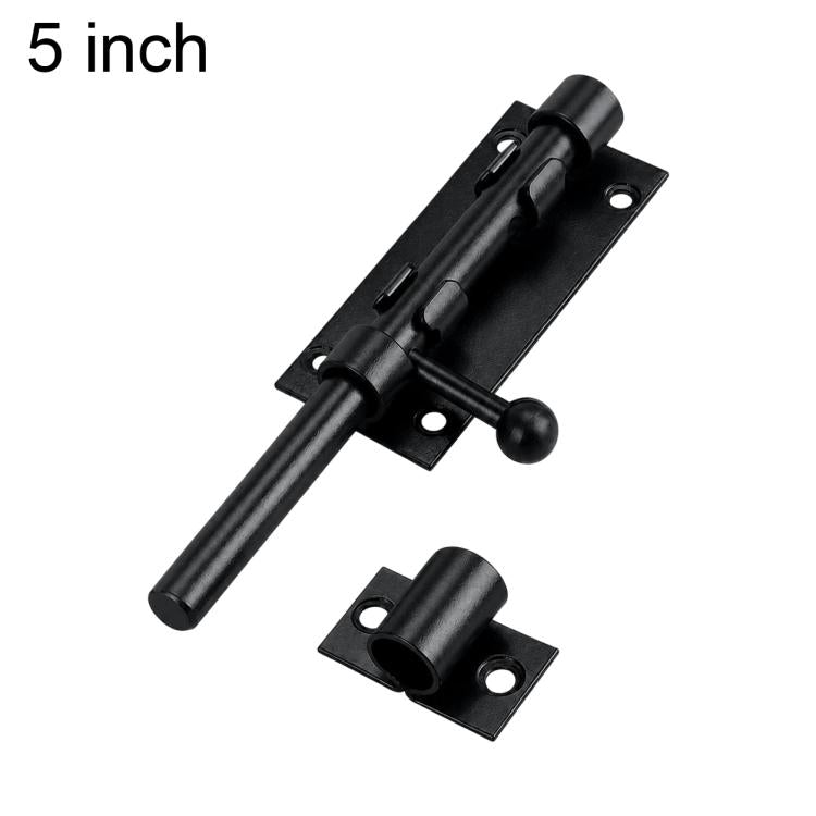 Black stainless steel slide bolt latch door lock, 5-inch handle and mounting plate