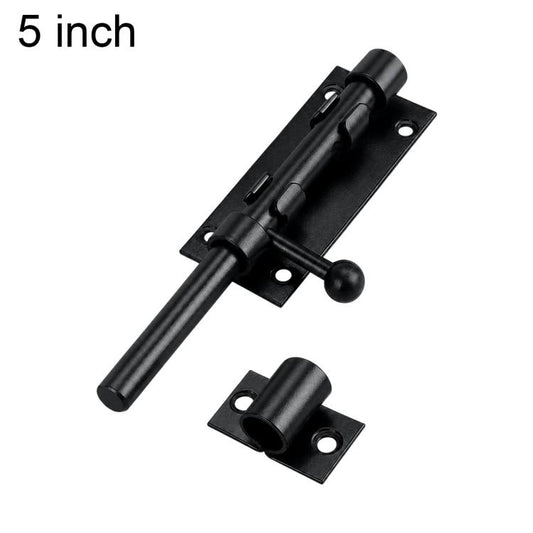 Black stainless steel slide bolt latch door lock, 5-inch handle and mounting plate