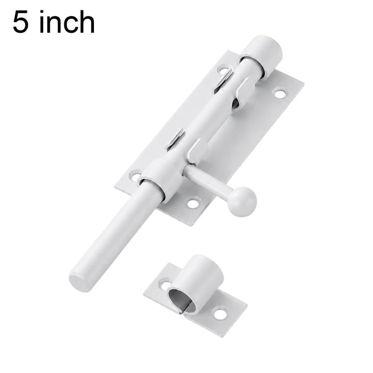 White stainless steel slide bolt latch door lock, 5-inch handle and mounting plate