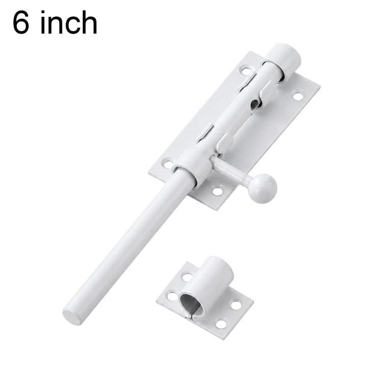White stainless steel slide bolt latch door lock, 6-inch handle and mounting plate