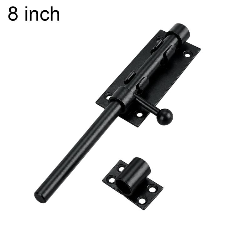 Black stainless steel slide bolt latch door lock, 8-inch handle and mounting plate