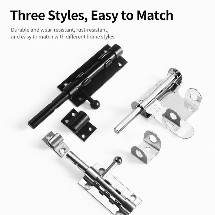 Door slide bolt latch lock set with ball handles in black and silver