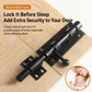 Black barrel bolt door lock with ball handle and mounting strike plate