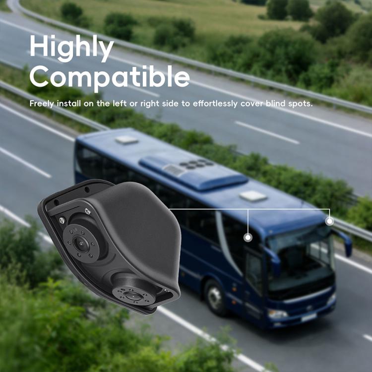 Black rear camera module for trucks with wired connection, mounted near mirror