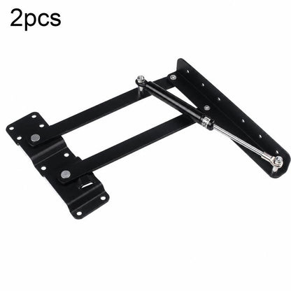 Black lift-top furniture support bracket set with pneumatic rods and hinge plates