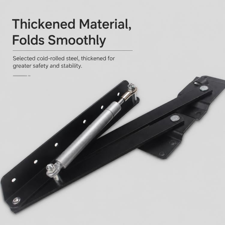 Black thickened steel lift bracket with gas spring and hinge mounting plates