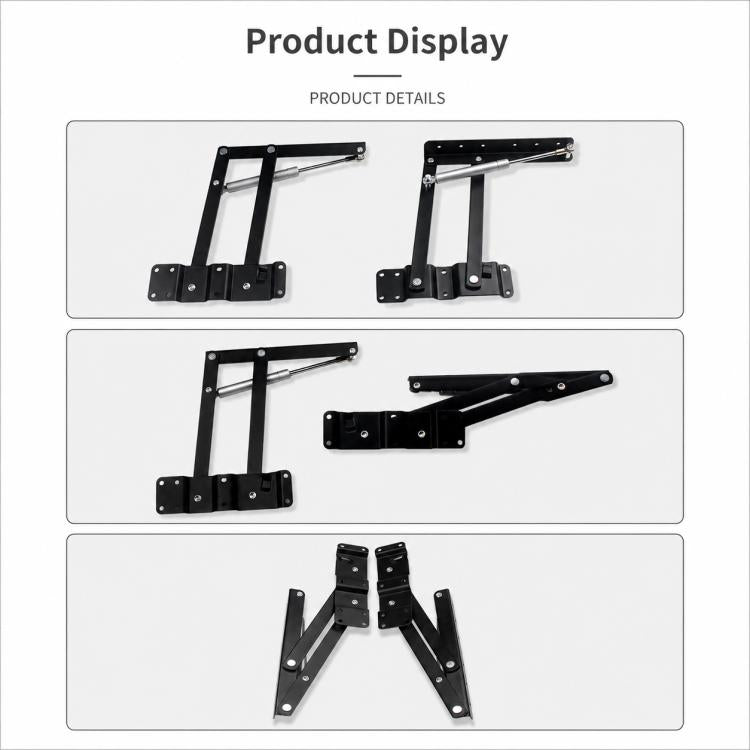 Black lift bracket mechanism product display showing multiple folded support parts