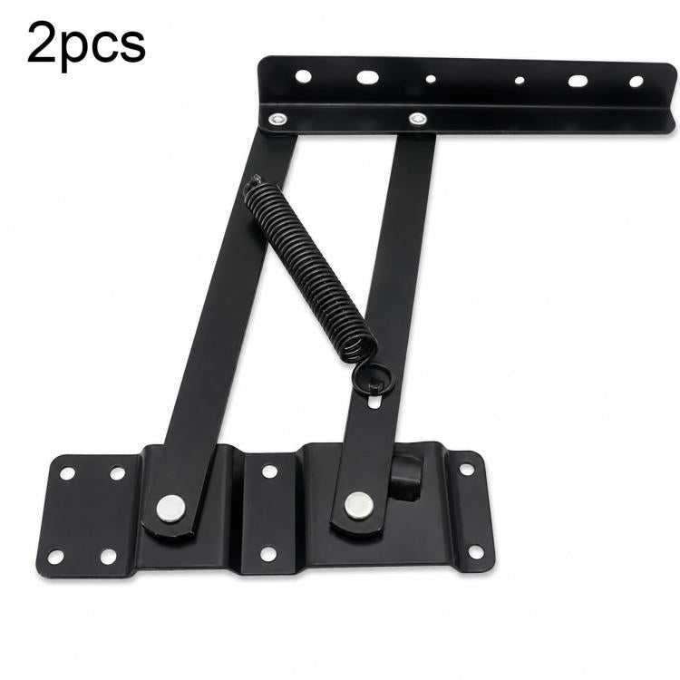 Black spring-style lift bracket with coil spring and mounting plates, 2-piece set